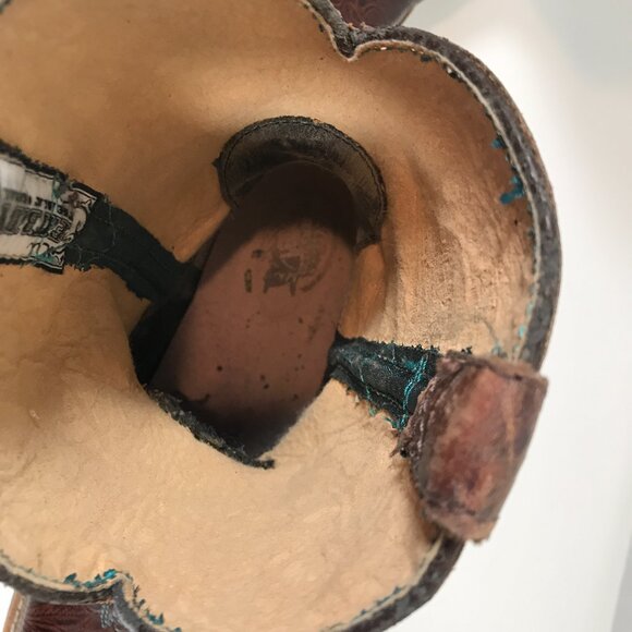 Ariat Boots Women 8 Fatbaby Brown Teal Embroidered Floral Square Toe Western - Picture 14 of 14